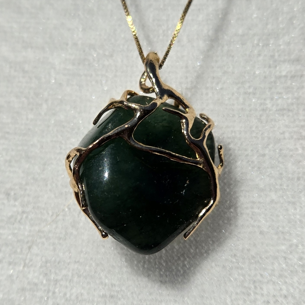 Hand Wrapped Jade Crystal Pendant